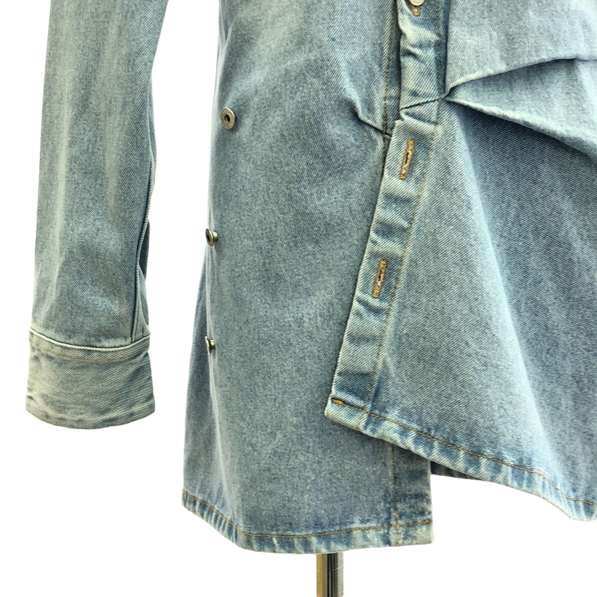 [狀況良好] 灰白 | 2023SS | TOYBOX 漂白扭曲襯衫裙 |牛仔扭紋襯衫裙 | 36 |靛藍 |女性的