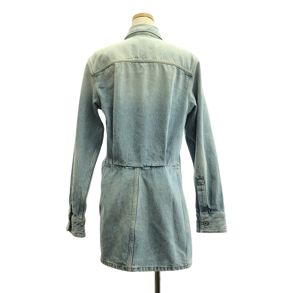 [狀況良好] 灰白 | 2023SS | TOYBOX 漂白扭曲襯衫裙 |牛仔扭紋襯衫裙 | 36 |靛藍 |女性的