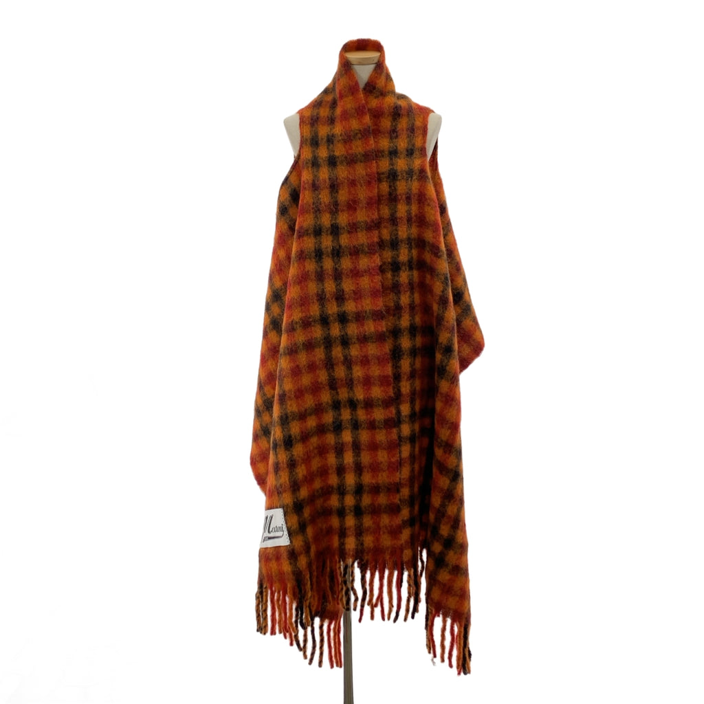 MARNI / マルニ | 2023AW | モヘア アルパカ ウール チェック フリンジ 大判ストール ケープ マフラー | UNI | その他