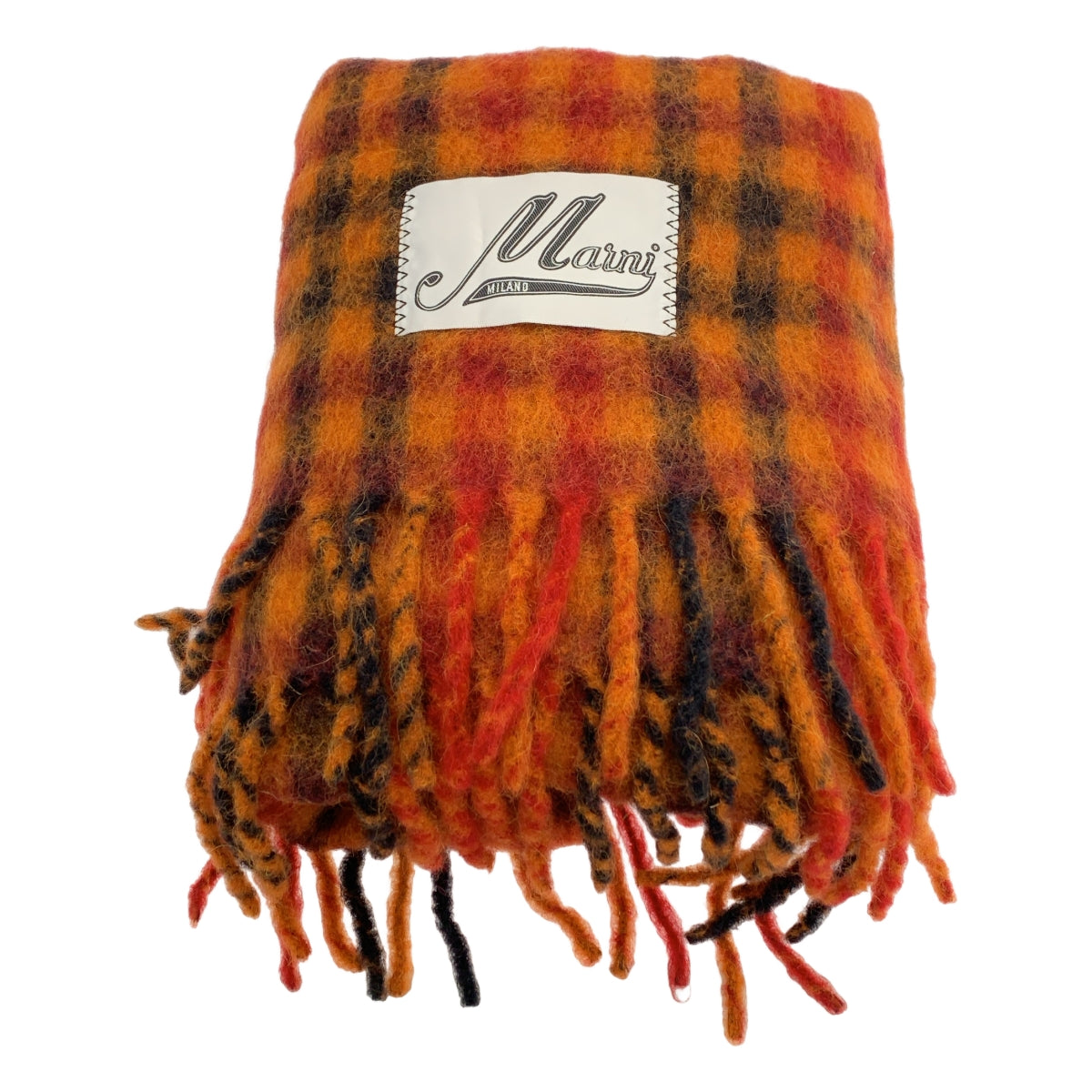 MARNI / マルニ | 2023AW | モヘア アルパカ ウール チェック フリンジ 大判ストール ケープ マフラー | UNI | その他