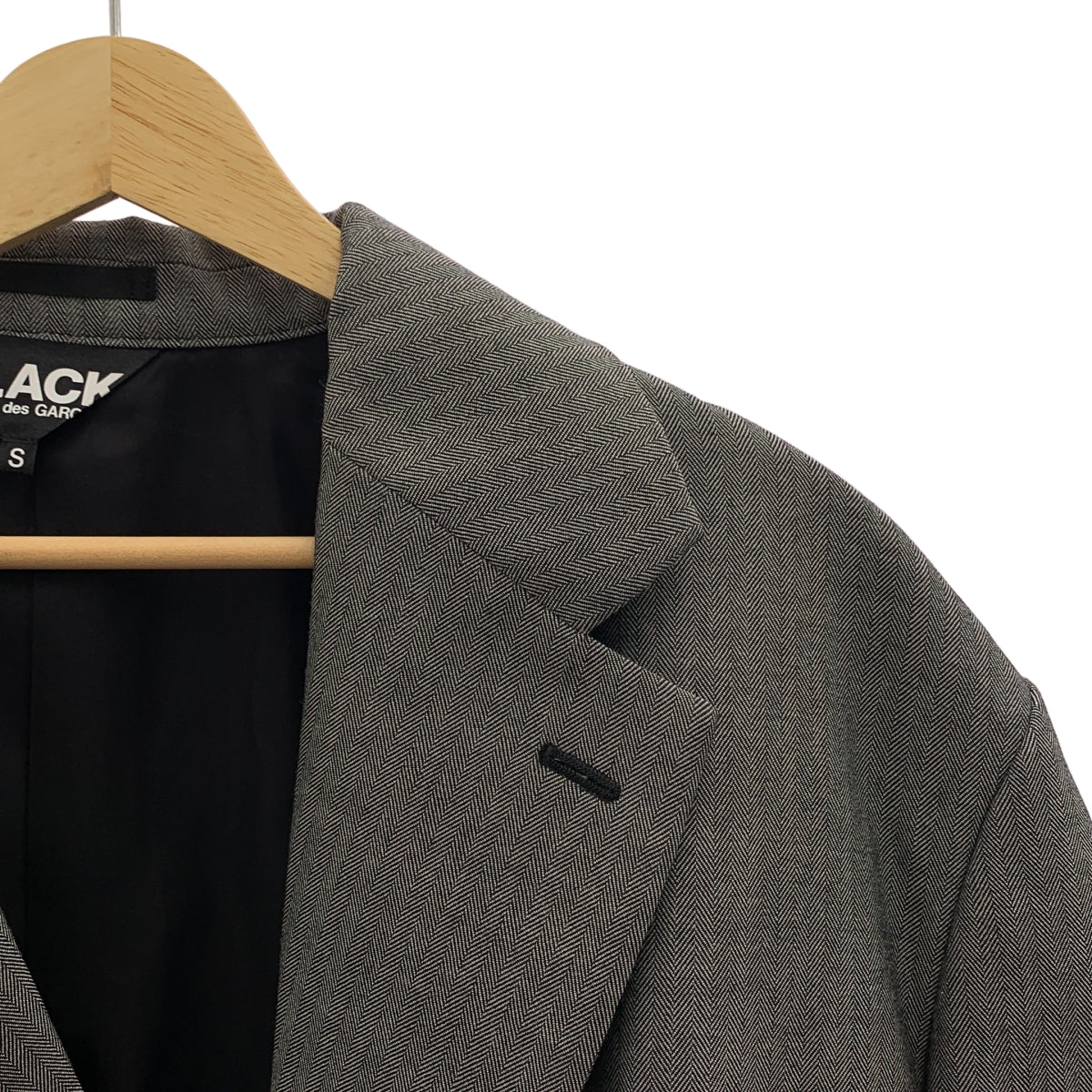 BLACK COMME des GARCONS / ブラックコムデギャルソン | 2025SS | ウール カットオフ ヘリンボーン ジャケット | S |