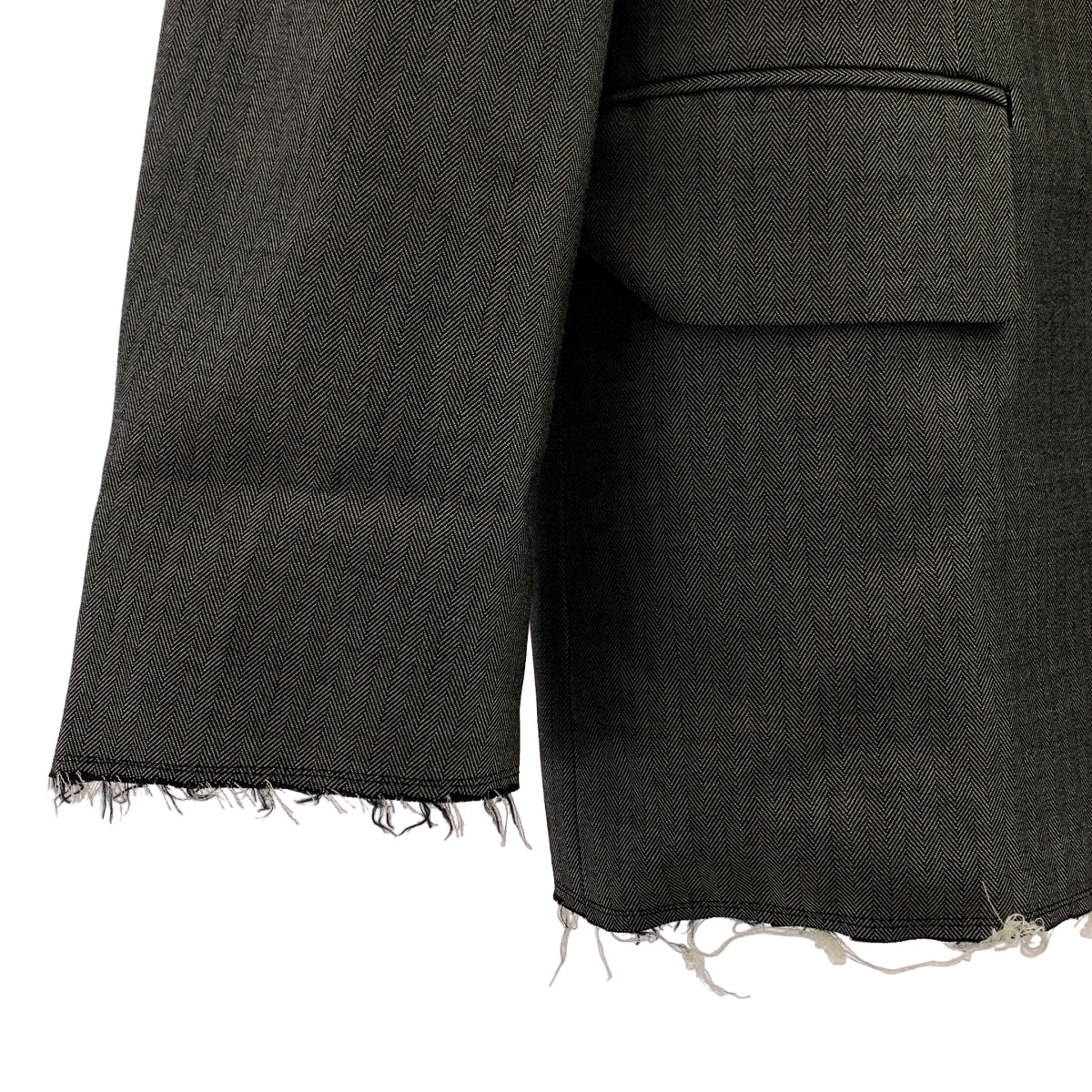 BLACK COMME des GARCONS / ブラックコムデギャルソン | 2025SS | ウール カットオフ ヘリンボーン ジャケット | S |