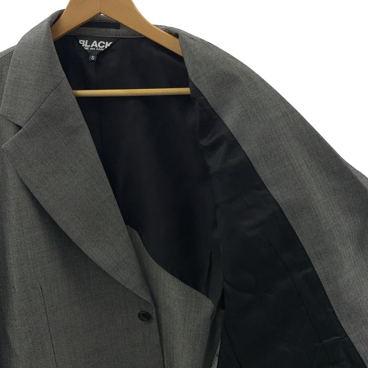 BLACK COMME des GARCONS / ブラックコムデギャルソン | 2025SS | ウール カットオフ ヘリンボーン ジャケット | S |