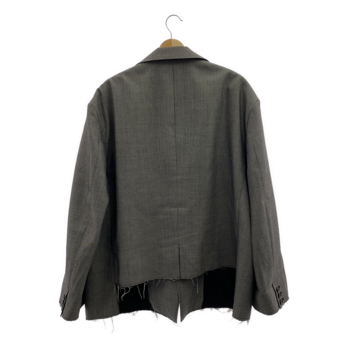 BLACK COMME des GARCONS / ブラックコムデギャルソン | 2025SS | ウール カットオフ ヘリンボーン ジャケット | S |