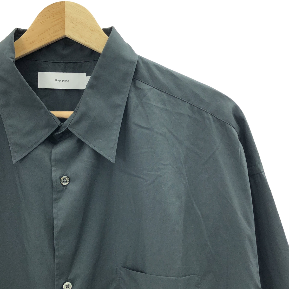 [狀況極佳] Graphpaper | 寬版長袖超大常規領襯衫 | 尺寸 1 | 黑色 | 男款