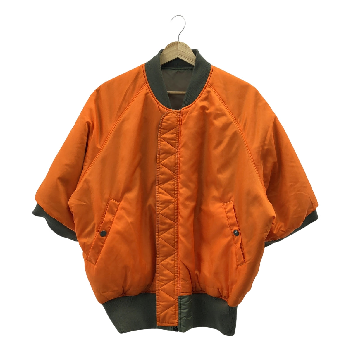 【美品】  ALPHA INDUSTRIES / アルファインダストリーズ | 2022SS | × JOURNAL STANDARD ジャーナルスタンダード別注 半袖 リバーシブル MA-1 フライトジャケット ユニセックス | L | カーキ / オレンジ | メンズ