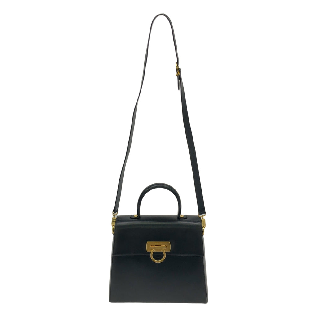 Salvatore Ferragamo / サルヴァトーレフェラガモ | レザー ガンチーニ 2Way ハンドバッグ | ダークネイビー | レディース