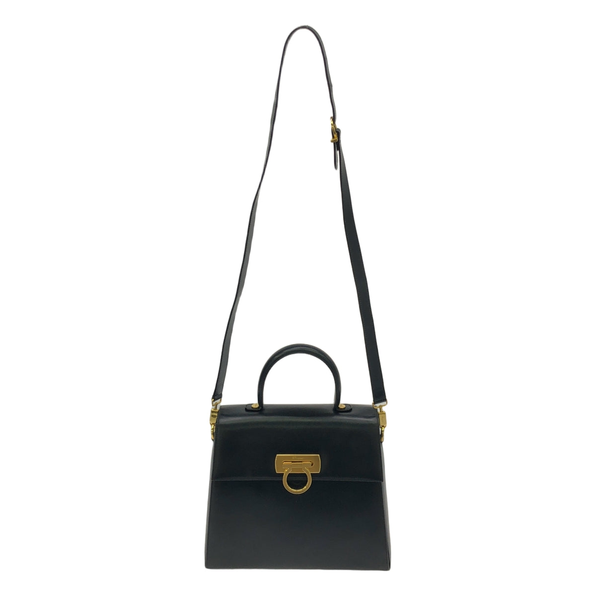 Salvatore Ferragamo / サルヴァトーレフェラガモ | レザー ガンチーニ 2Way ハンドバッグ | ダークネイビー | レディース