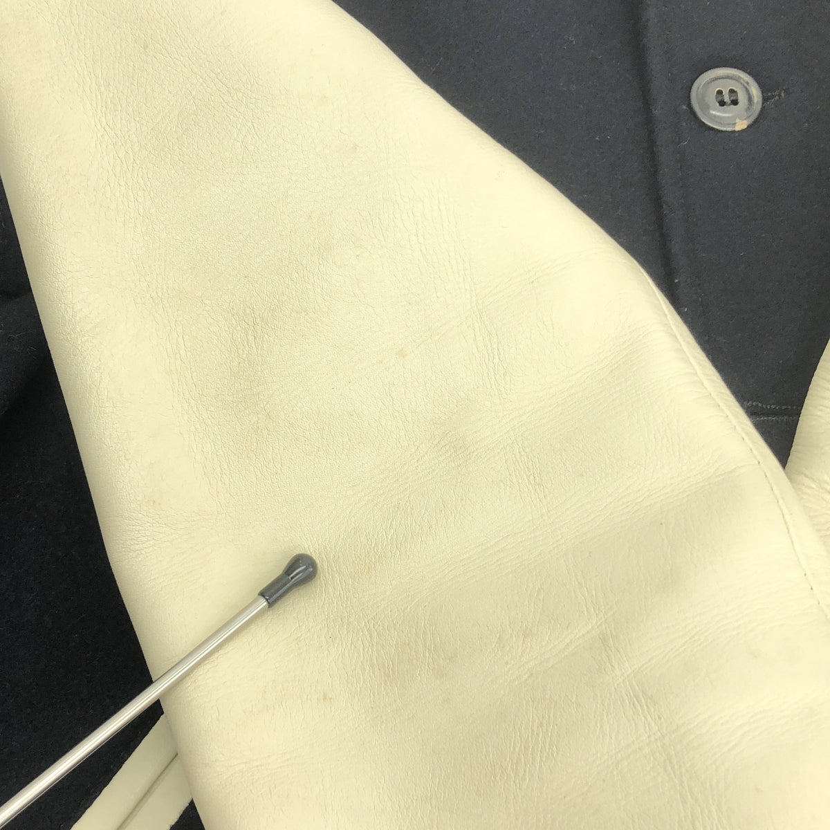COMME des GARCONS HOMME / コムデギャルソンオム | 2012AW | Johnson Leathers レザー切替 スタジャン ジャケット | S | ネイビー | メンズ