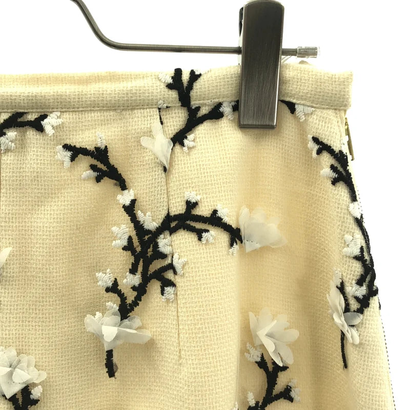 SEVEN TEN by MIHO KAWAHITO / セブンテンバイミホカワヒト | フラワー刺しゅうツイードスカート | S | アイボリー | レディース