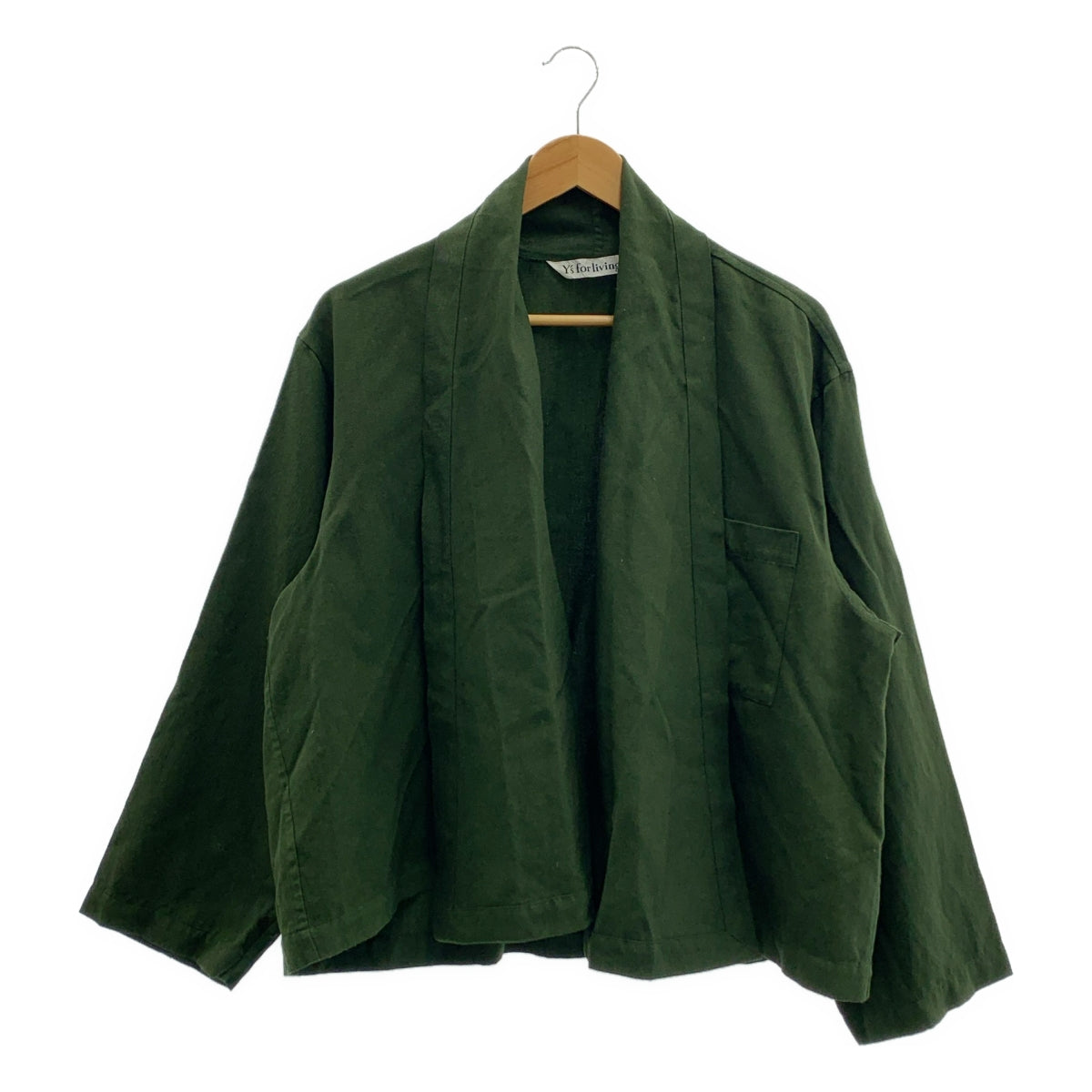 Y's for living / ワイズフォーリビング | 染め加工 変形 ボタンレス オーバー シャツ カーディガン | オリーブ | レディース