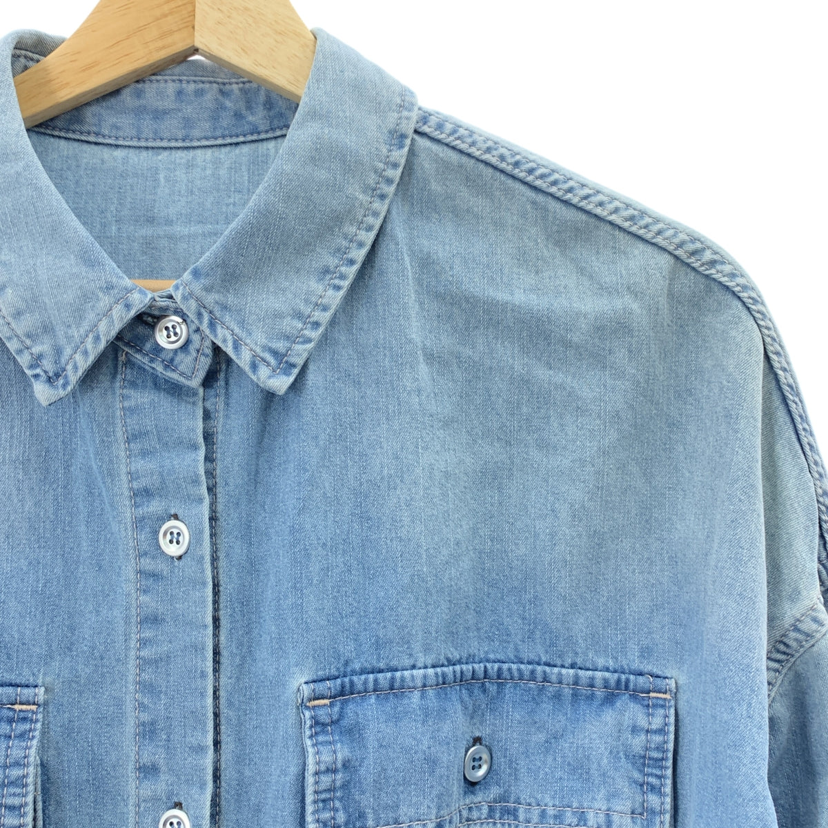 Loungedress / ラウンジドレス | ダメージ デニムシャツ | F |