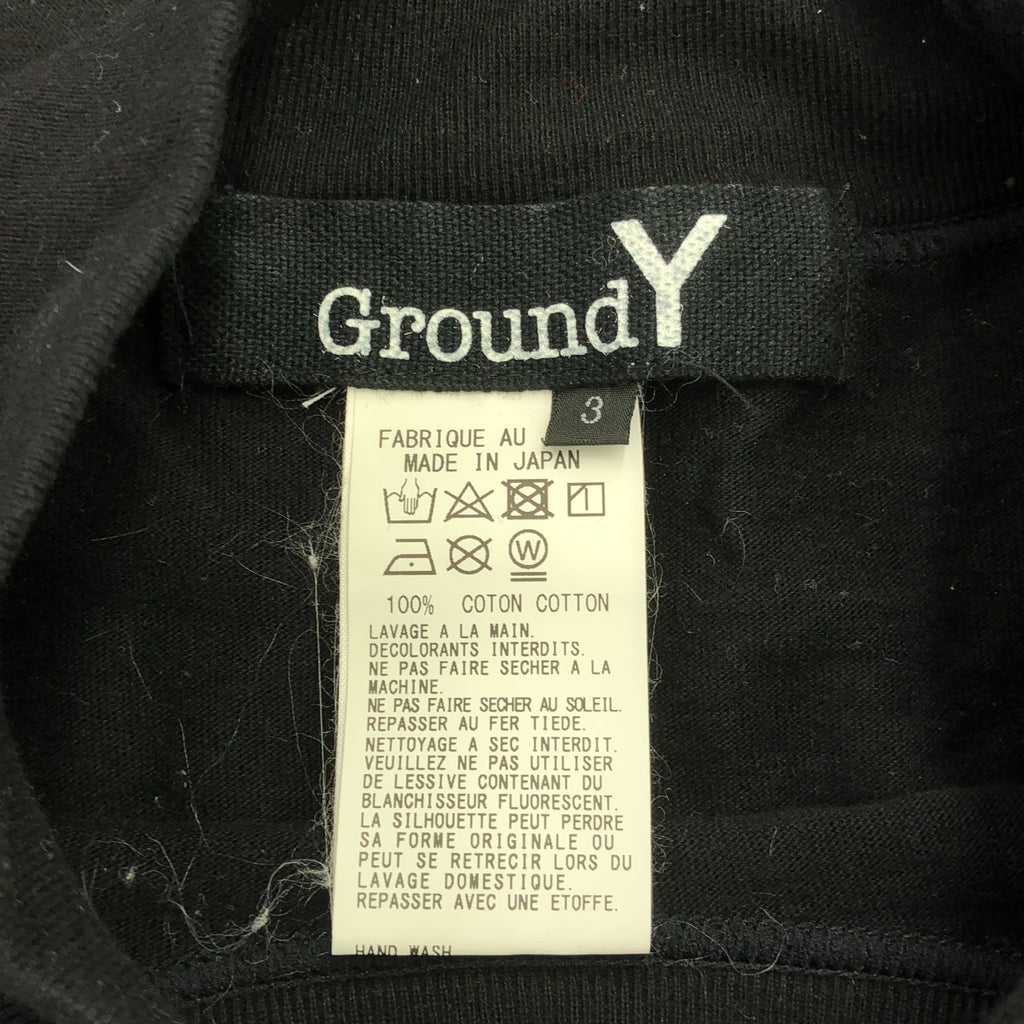 Ground Y / 그라운드와이 | 30/COTTON T-CLOTH HIGH NECK LONG SLEEVE CUT SEW 코튼 하이넥 컷소우 | 3 | 블랙 | 남성