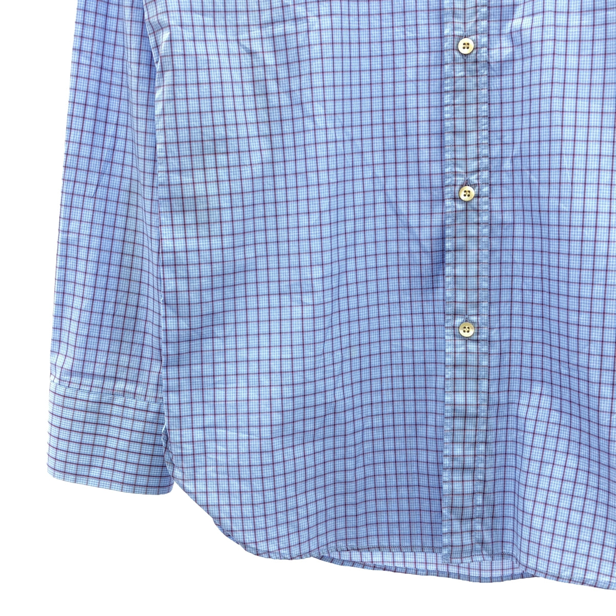 GUCCI | 2021AW | GG Embroidered Mini Check Shirt | 39/15.5 | Blue | Men's