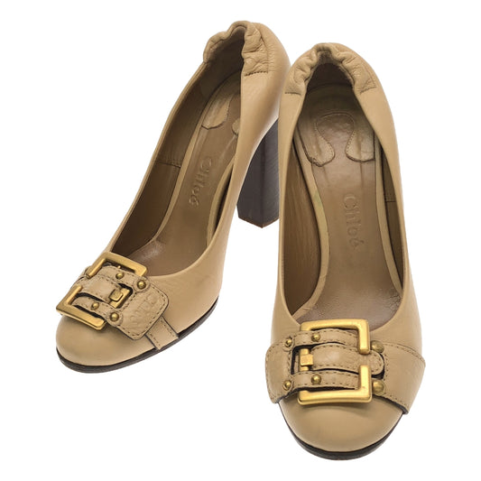 Chloe | Leather buckle belt heel pumps | 37 1/2 | Women's