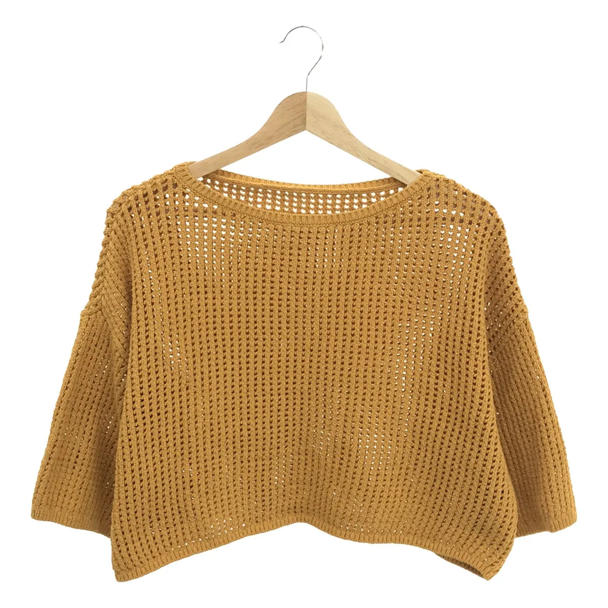 NOBLE / ノーブル | 2022SS | スカシ柄プルオーバー ニット | イエロー | レディース