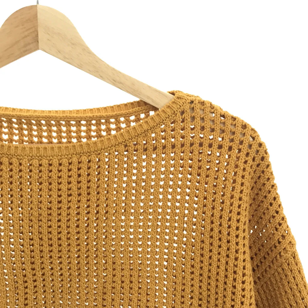 NOBLE / ノーブル | 2022SS | スカシ柄プルオーバー ニット | イエロー | レディース