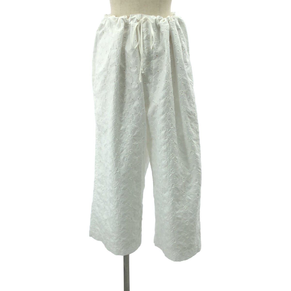 [狀況極佳] tricot COMME des GARÇONS | 2020 春夏 | 棉質寬腿休閒褲 | M碼 | 白色 | 女款