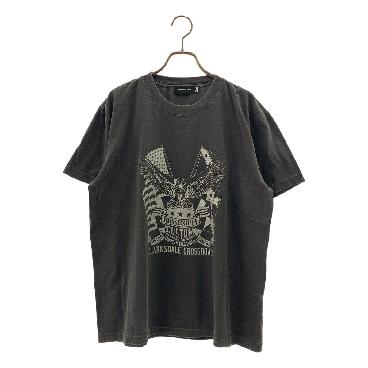 GOOD ROCK SPEED / グッドロックスピード | EAGLE ピグメント加工 グリッタープリント Tシャツ | F | グレー | レディース