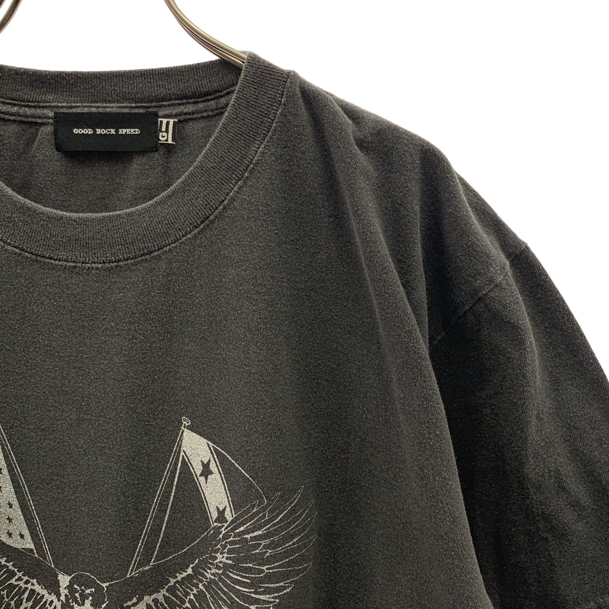 GOOD ROCK SPEED / グッドロックスピード | EAGLE ピグメント加工 グリッタープリント Tシャツ | F | グレー | レディース
