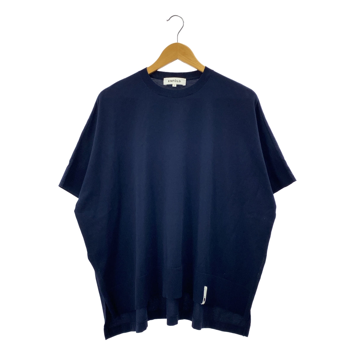 ENFOLD | 針織×剪裁T卹 / 棉質圓領開衩夏季針織衫 | 尺寸 38 | 女款