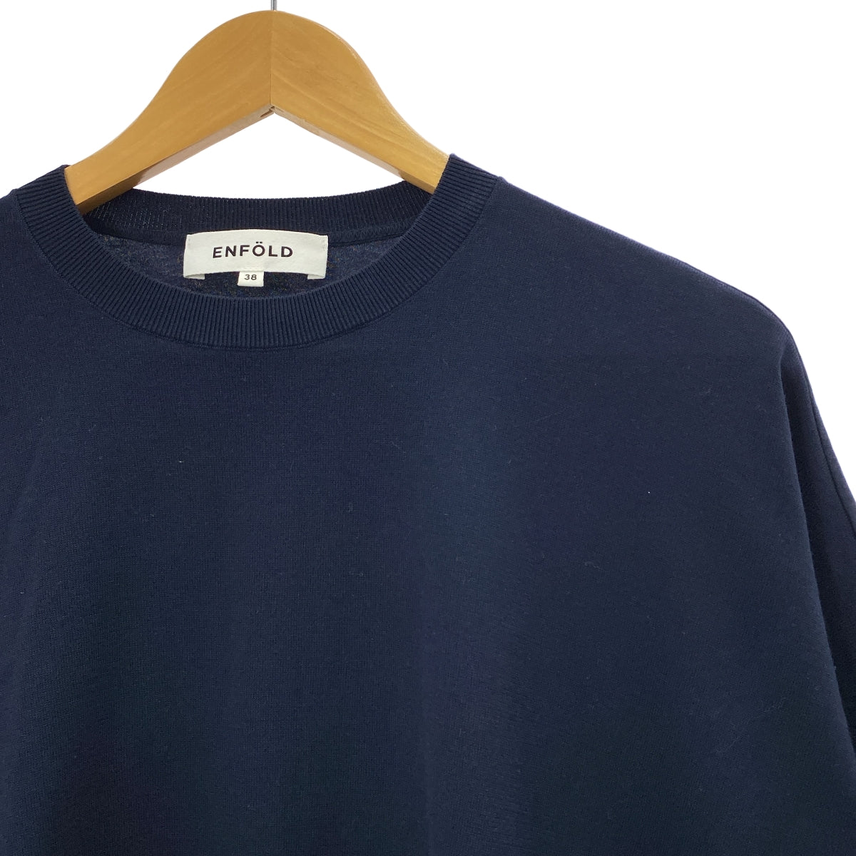 ENFOLD | 針織×剪裁T卹 / 棉質圓領開衩夏季針織衫 | 尺寸 38 | 女款