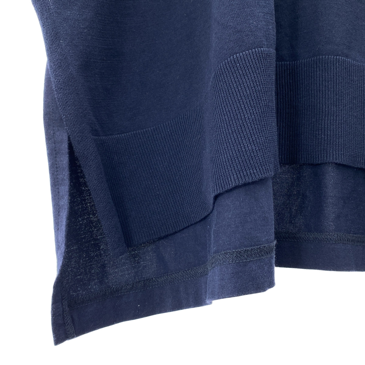 ENFOLD | 針織×剪裁T卹 / 棉質圓領開衩夏季針織衫 | 尺寸 38 | 女款