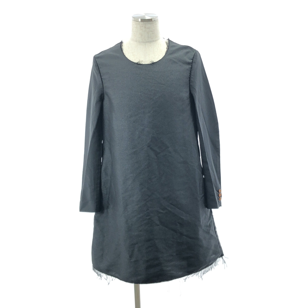 【美品】  COMME des GARCONS HOMME PLUS / コムデギャルソンオムプリュス | 2019AW | ポリエステル縮絨 断ち切り プルオーバー ロングジャケット ワンピース | S | ブラック | メンズ
