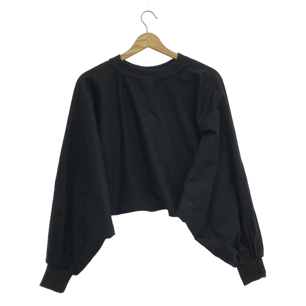 HYKE / 하이크 | 코튼 크롭 와이드 티셔츠 | 1 | 블랙 | 여성