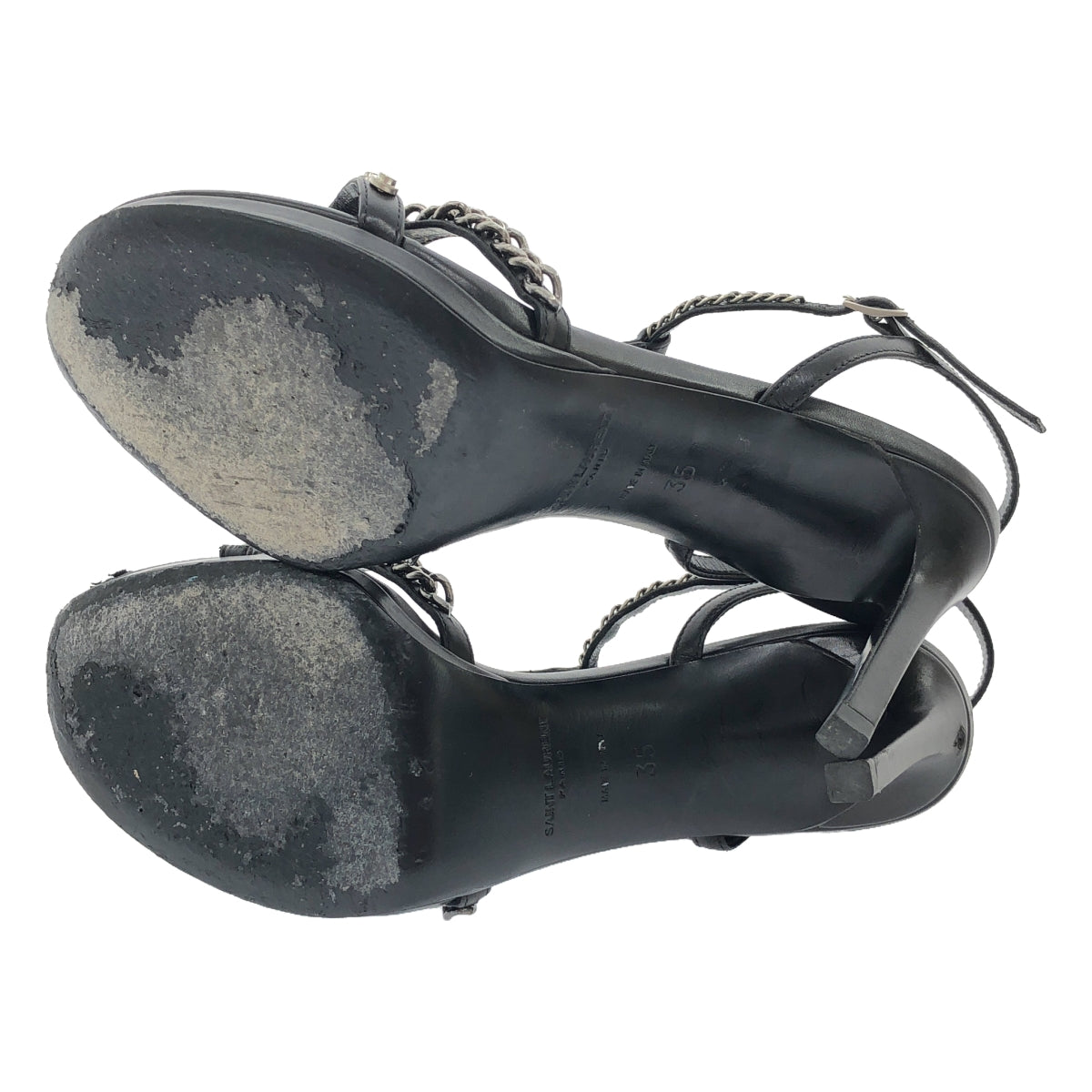 聖羅蘭巴黎 |珍珠鍊帶高跟涼鞋 |尺寸 35 |黑色 |女性的