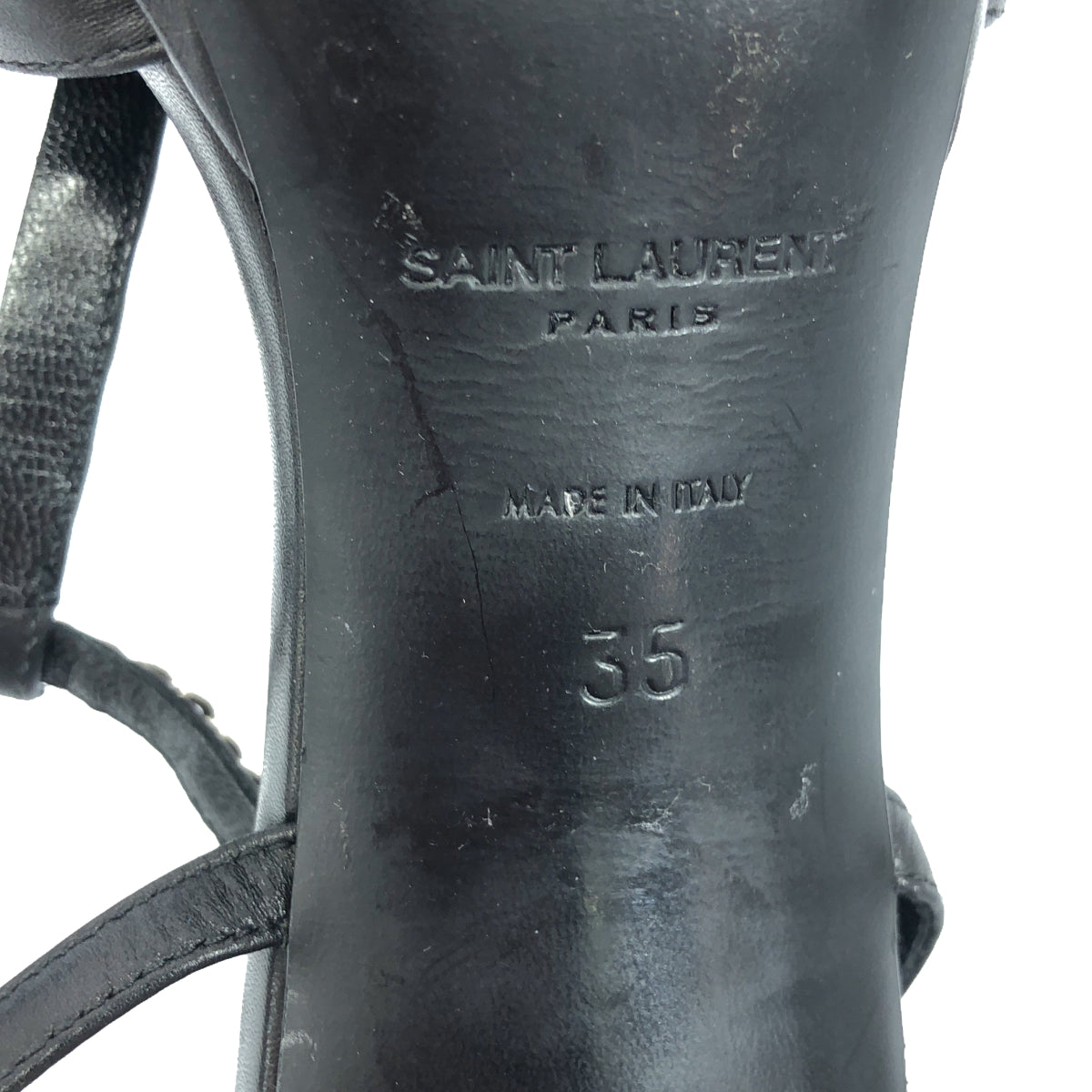 SAINT LAURENT PARIS / サンローランパリ | パール チェーン ストラップ ハイヒール サンダル | 35 | ブラック | レディース