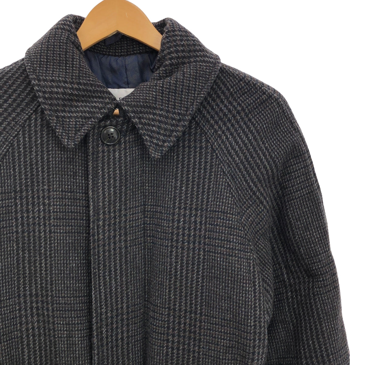 【美品】  PONTI / ポンティ | ウール 千鳥格子柄 中綿入り ベルテッド ステンカラーコート | F | チャコールグレー | レディース
