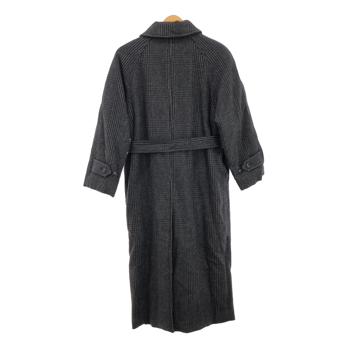 【美品】  PONTI / ポンティ | ウール 千鳥格子柄 中綿入り ベルテッド ステンカラーコート | F | チャコールグレー | レディース