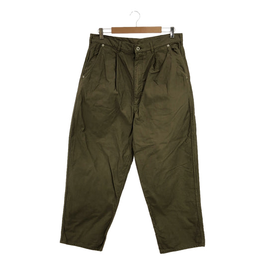 COMME des GARCONS HOMME | 2023SS | Product dyed cotton satin tuck wide tapered pants | M | Khaki | Men's