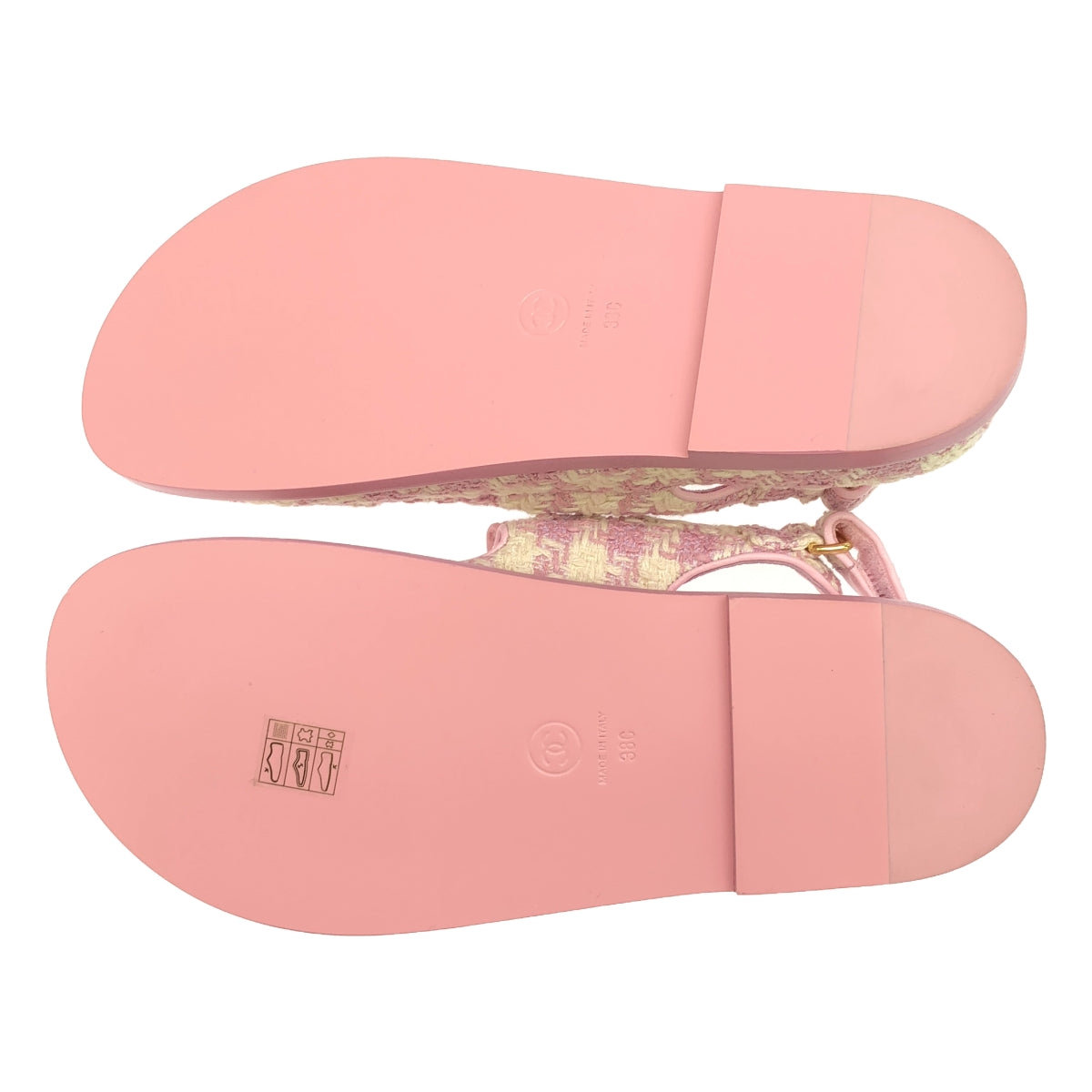 [Good Condition] CHANEL | 2023SS | Coco Mark Tweed Strap Sandals | Size 38 | Pink/White | Women's