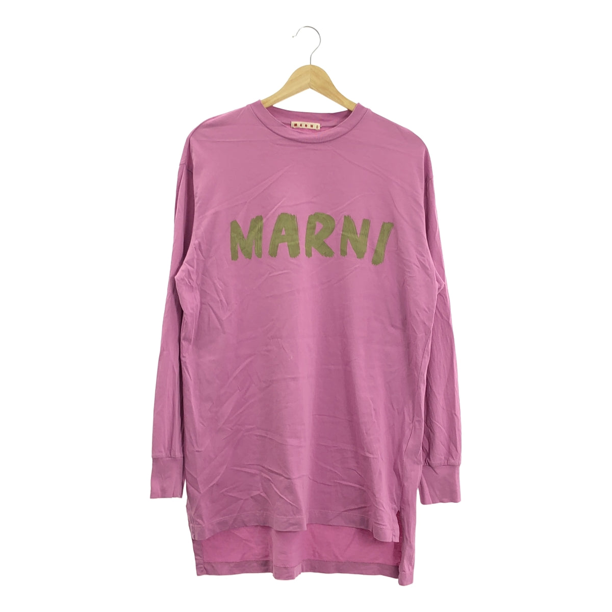 MARNI / マルニ | 2022SS | ロゴプリント 長袖 コットン カットソー | 38 | ピンク | レディース