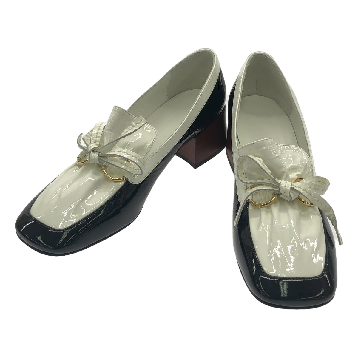 [新品] LOEWE |雙色配色樂福鞋 50 | 38 |白/黑 |女性的