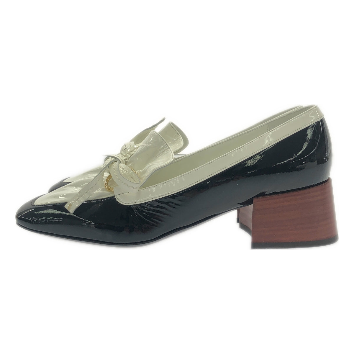 [新品] LOEWE |雙色配色樂福鞋 50 | 38 |白/黑 |女性的