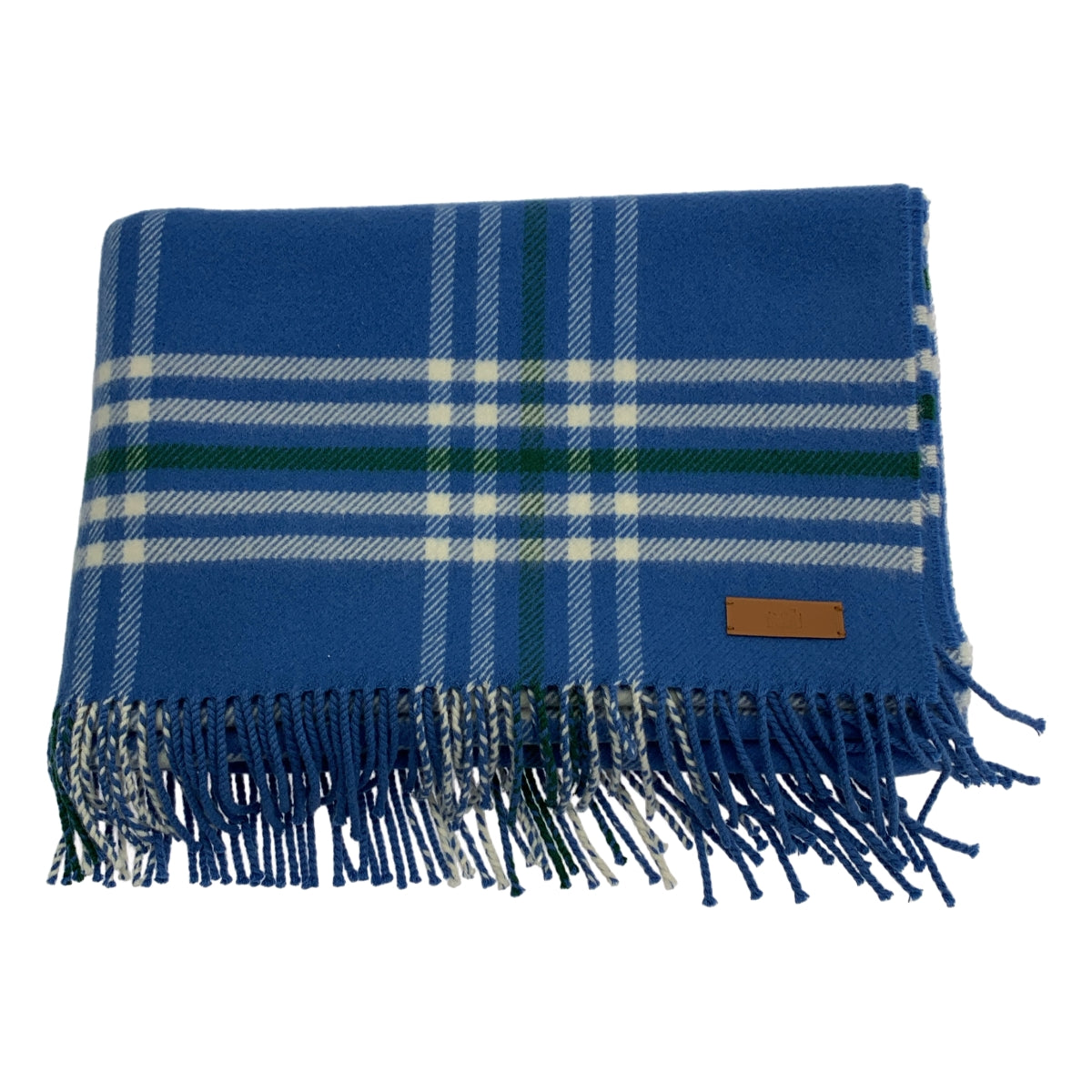 HERMES / エルメス | cashmere 100％ / カシミヤ チェック ロゴレザー