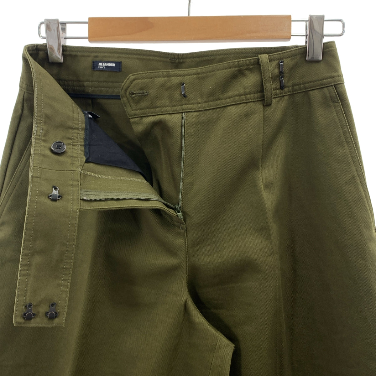 JIL SANDER NAVY / ジルサンダーネイビー | ハイウエスト ワイド チノパンツ | 36 | レディース