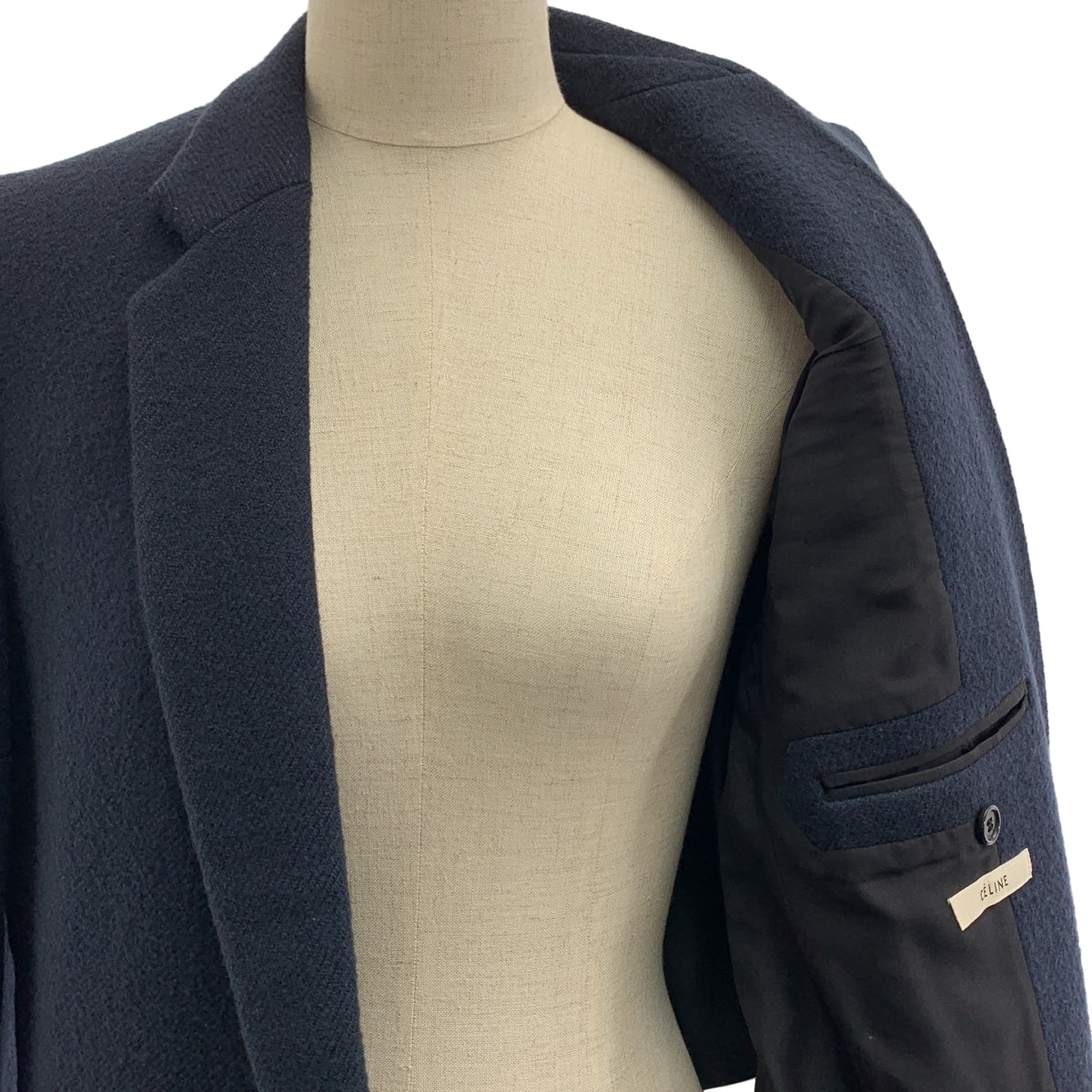 CELINE / セリーヌ | フィービー期 ウール クロンビーコート | 34 | ネイビー | レディース