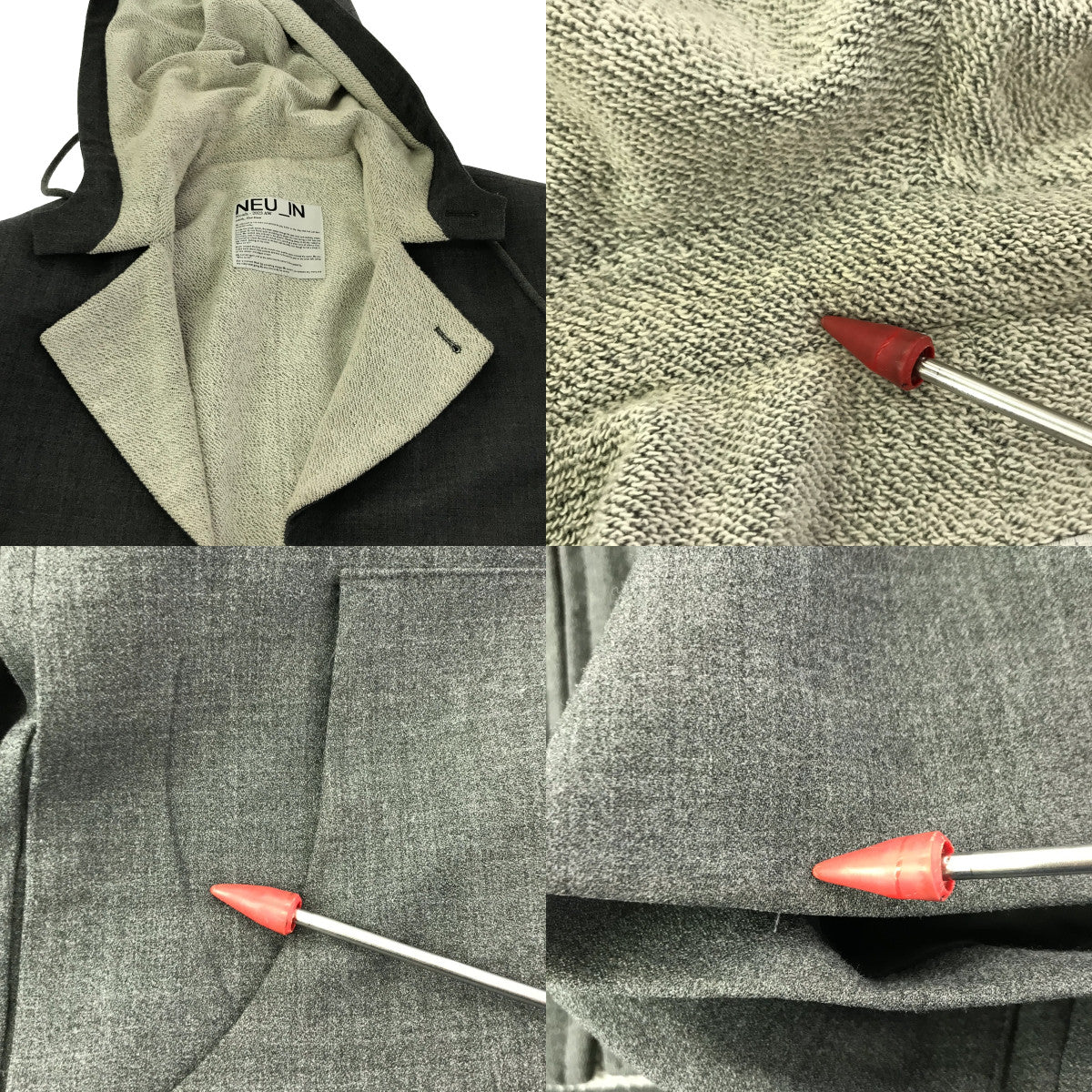 【美品】  NEU IN / ニューイン | 2023AW | Hoodie shirt jacket / フーデッド ジップ ジャケット | S | グレー | メンズ