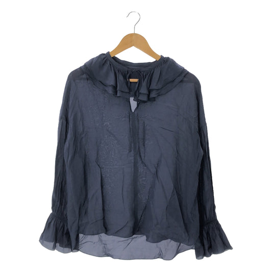 [Good Condition] IENA | 2023AW | Ruffled Collar Blouse | F | Navy | Women's