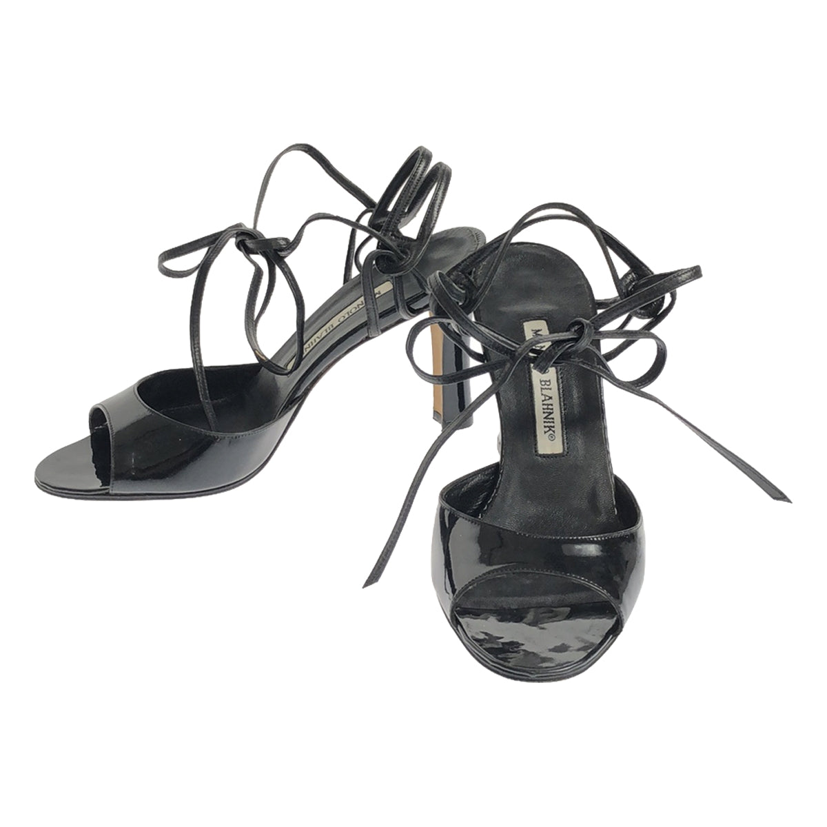 MANOLO BLAHNIK | Patent leather ankle strap heel sandals | Size 36 | Black | Women's