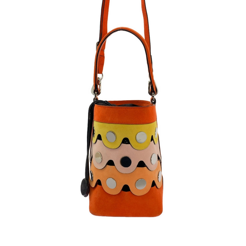 PIERRE HARDY / ピエールアルディ | Penny Bucket Bag / 2way ショルダー付き スエード レザー ペニー バケット ハンドバッグ |