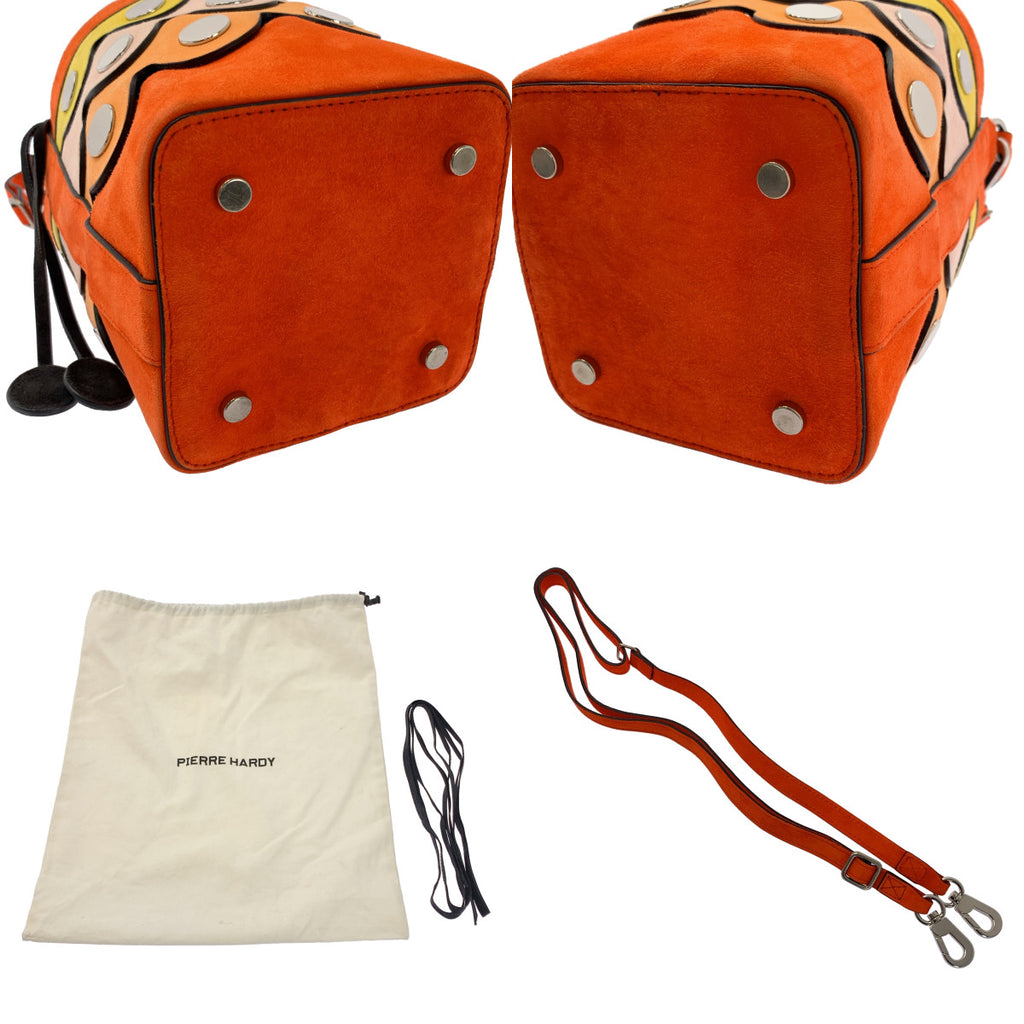 PIERRE HARDY / ピエールアルディ | Penny Bucket Bag / 2way ショルダー付き スエード レザー ペニー バケット ハンドバッグ |