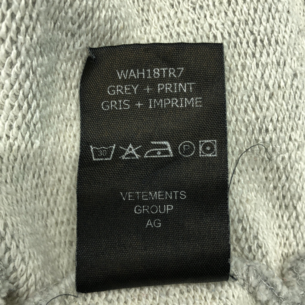 VETEMENTS / ヴェトモン | 2018AW | バックロゴ プリント プルオーバー パーカー | XS | グレー | メンズ