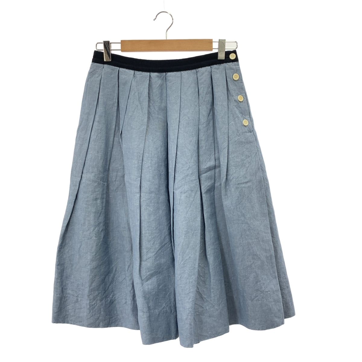 MARGARET HOWELL / マーガレットハウエル | リネン サイドボタン プリーツ スカート | 1 |