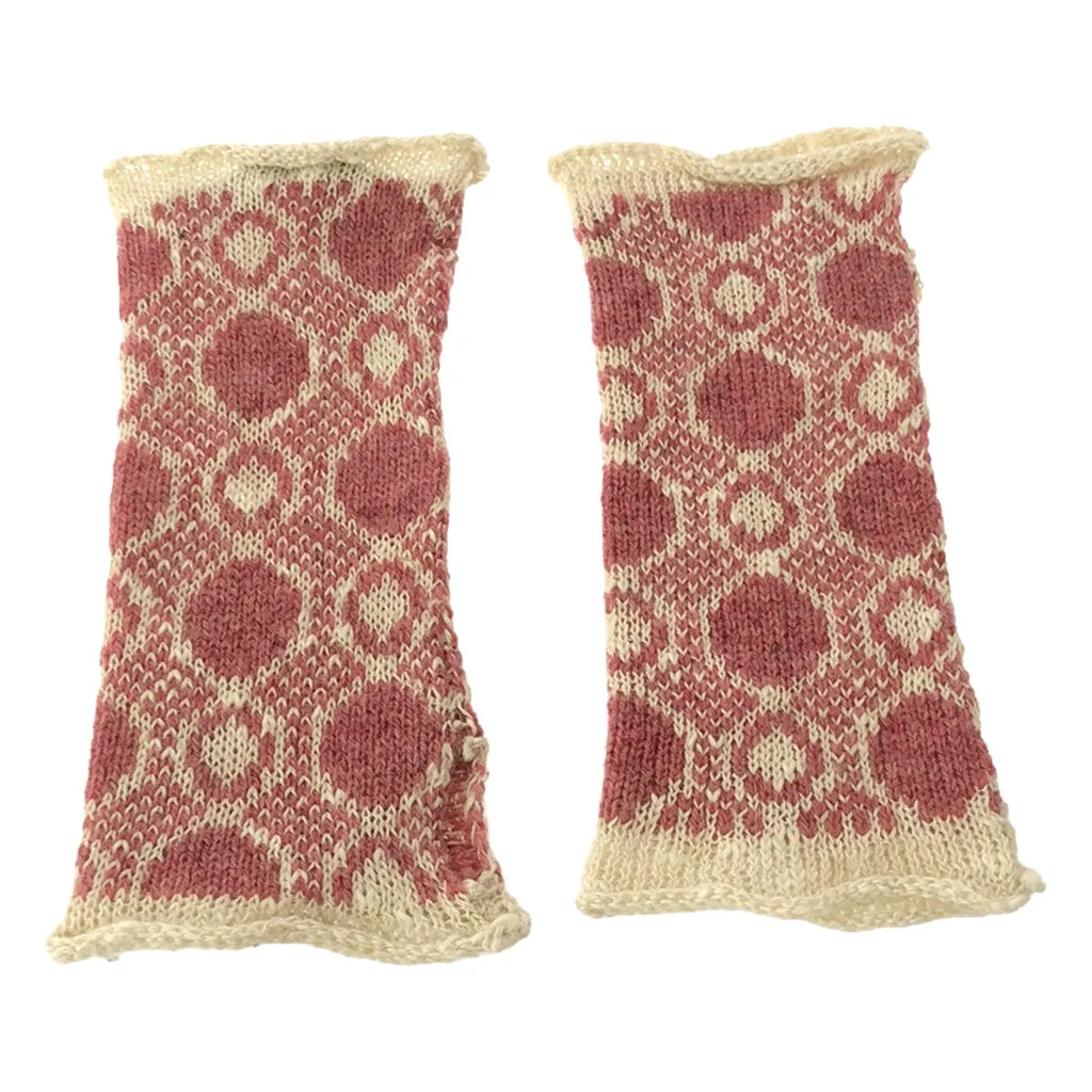 【新品】  OLUBIYI THOMAS / オルヴィトーマス | 2022AW | wool wrist warmers gloves ウール ジャガード フィンガーレスグローブ アームウォーマー | F | ピンク