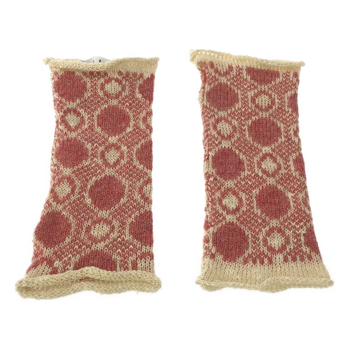 【新品】  OLUBIYI THOMAS / オルヴィトーマス | 2022AW | wool wrist warmers gloves ウール ジャガード フィンガーレスグローブ アームウォーマー | F | ピンク
